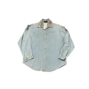Vintage Agree Denim Shirt with Removable Halloween / Fall Collar Size XL